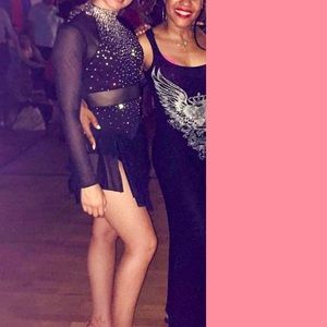 Dance costume black with clear Swarovski rhinestones